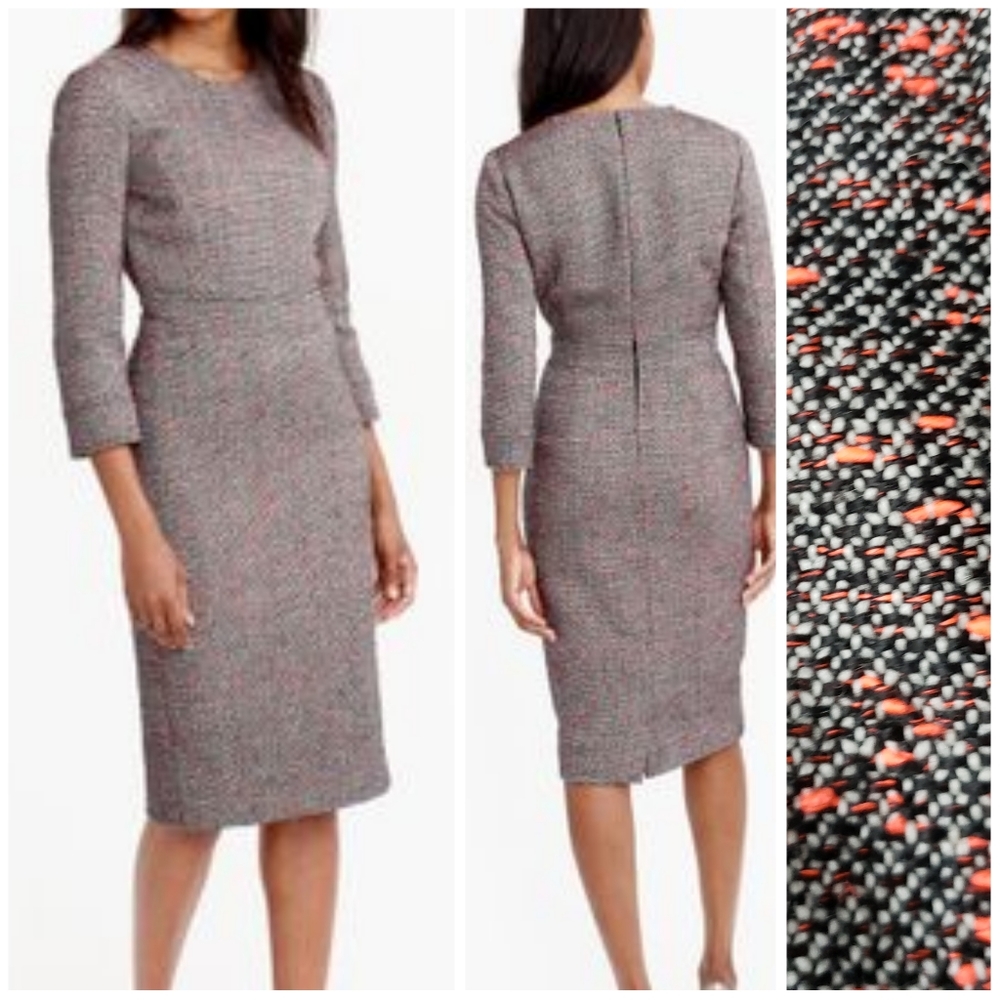 J. Crew neon fleck tweed sheath career dress
